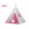 Teepee Zelt mit Spielmatte und Schmuckfedern GRATIS! - Grau kariert-rosa