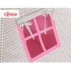Teepee Zelt mit Spielmatte und Schmuckfedern GRATIS! - Grau kariert-rosa
