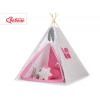 Teepee Zelt mit Spielmatte und Schmuckfedern GRATIS! - Grau kariert-rosa