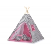 Tipi Zelt - Chevron schwarz/ dunkel rosa