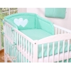 Universal Babybett 120x60 Kopfschutz - Hängende Herzen minze