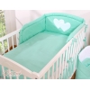 Universal Babybett 120x60 Kopfschutz - Hängende Herzen minze
