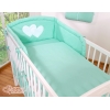 Universal Babybett 120x60 Kopfschutz - Hängende Herzen minze