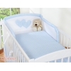Universal Babybett Kopfschutz - Hängende Herzen blau kariert