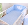 Universal Babybett Kopfschutz - Hängende Herzen Blau-Punktemuster