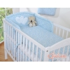 Universal Babybett Kopfschutz - Hängende Herzen blaue Blümchen