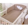 Universal Babybett Kopfschutz - Hängende Herzen Braun-Punktemuster
