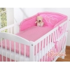 Universal Babybett Kopfschutz - Hängende Herzen dunkel rosa kariert