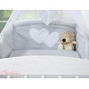 Universal Babybett Kopfschutz - Hängende Herzen grau