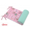 Universal Bettumrandung für Babybett - Eulen rosa-minze
