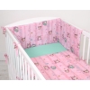 Universal Bettumrandung für Babybett - Eulen rosa-minze