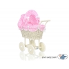 Vintage Retro Puppenwagen Weidengeflecht Bettwäsche Rosa Kariertnr 101699-384