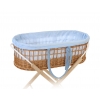 Weidenkorb im Boho-Stil für Babys Baumwolle Polsterung - blau kariert