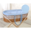 Weidenkorb im Boho-Stil für Babys Baumwolle Polsterung - blau kariert