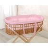 Weidenkorb im Boho-Stil für Babys Baumwolle Polsterung - rosa kariert