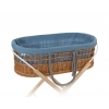 Weidenkorb im Boho-Stil für Babys musselin Polsterung - pastellblau
