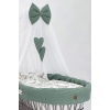 Weidenkorb mit Bettwäsche Set mit Himmel - Khaki Herzen