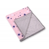 Wendedecke doppelseitig mit Pompoms (mit Minky) -  rosa-blaue Sternen