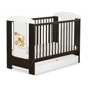 Babybett mit Schublade 60x120 Bär mit Schleife