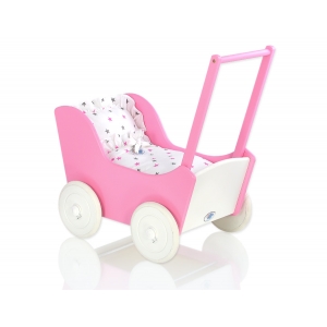 Puppenwagen aus Holz Dunkelrosa