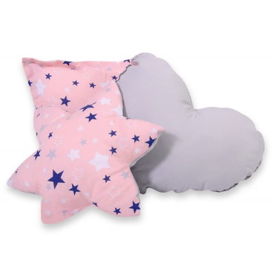 3tlg Kissen-Set auch für Teepee Kinderspiel-Zelt rosa-blaue Sternen/grau