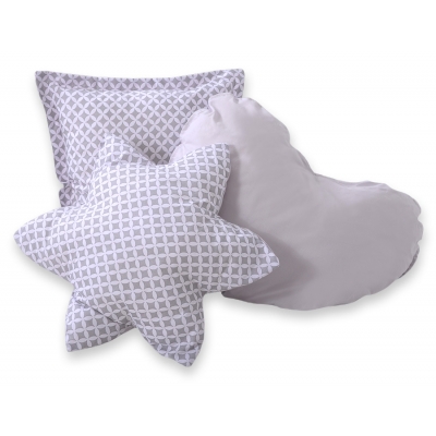3tlg Kissen-Set - Blumenmuster grau