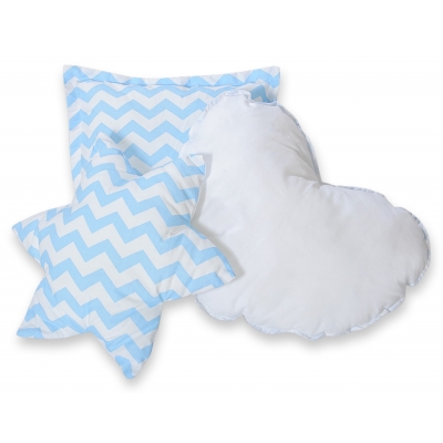 3tlg Kissen-Set - Chevron blau