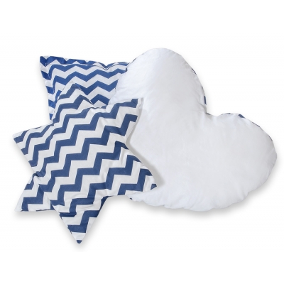 3tlg Kissen-Set - chevron dunkelblau