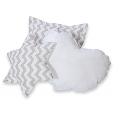 3tlg Kissen-Set - Chevron grau