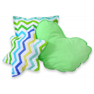3tlg Kissen-Set - Chevron grün-blau