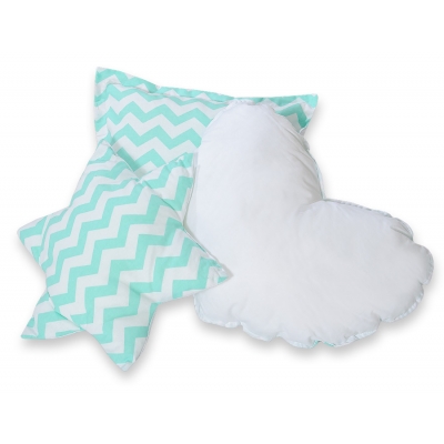 3tlg Kissen-Set - Chevron minze