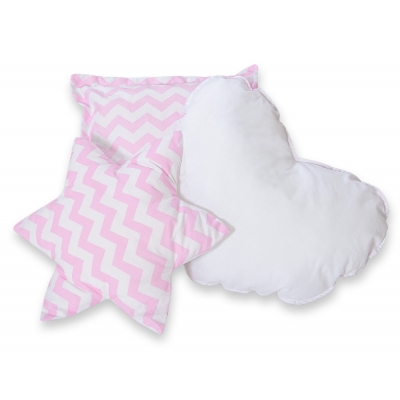 3tlg Kissen-Set - Chevron rosa