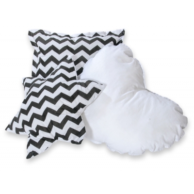 3tlg Kissen-Set - Chevron schwarz