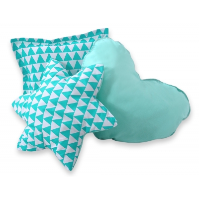 3tlg Kissen-Set - Dreiecke-minze