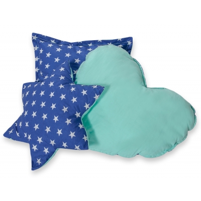 3tlg Kissen-Set - Dunkelblau Sternchen
