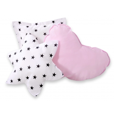 3tlg Kissen-Set - Schwarze Sternchen/rosa