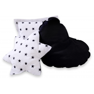 3tlg Kissen-Set - Schwarze Sternchen/Schwarz