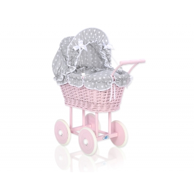 Rosa Weide Korb Puppenwagen