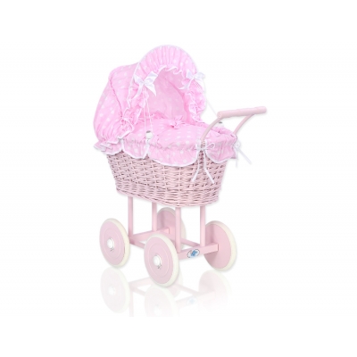 Altrosa Retro Puppenwagen Bettwäsche Rosa Punktmuster nr 81699-553