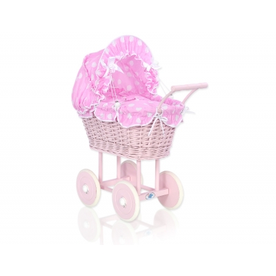 Altrosa Vintage Puppenwagen Bettwäsche Rosa Punktmuster nr 81699-736