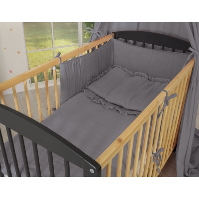 Baby Bettwäsche Set MUSSELIN 3-tlg - anthrazit