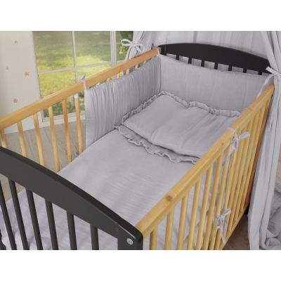 Baby Bettwäsche Set MUSSELIN 3-tlg - grau