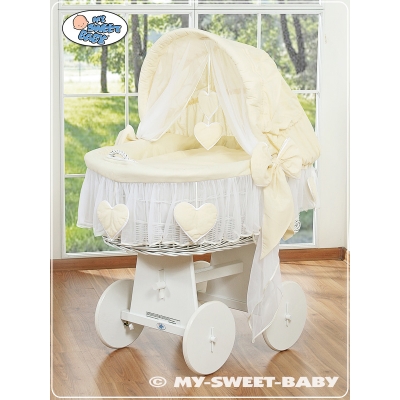 Bollerwagen mit großen Rädern Creme Herzen