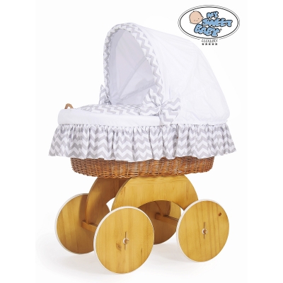 Baby Bollerwagen mit Haube Hannah Grau Weiß Stubenwagengarniturnr 50102-902*