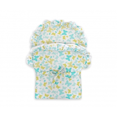 Baby-Puppen-Wickeltuch - Schmetterlinge Minze