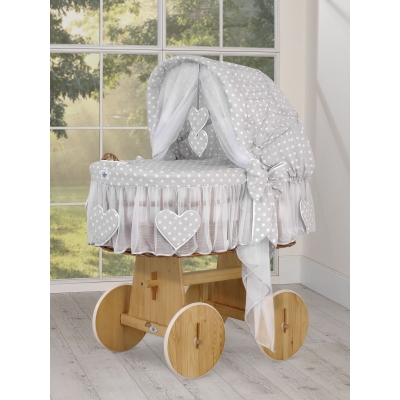 Baby Stubenwagen mit Haube- Amelie Grau-Punktmuster