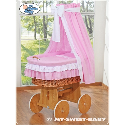 Stubenwagen für Mädchen Pink Himmel Bezug