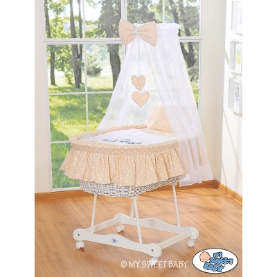 Baby Stubenwagen mit Himmel - Eulen Bigi Zibi & Adele beige