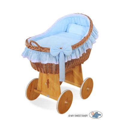 Baby Stubenwagen für Junge mit Weidenhaube Carina - Blau