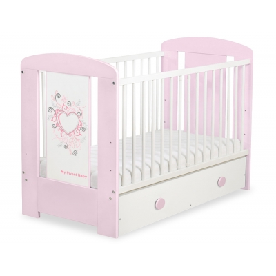 Babybett Pink Rosa 120x60cm Chic mit Schublade MAXI 61